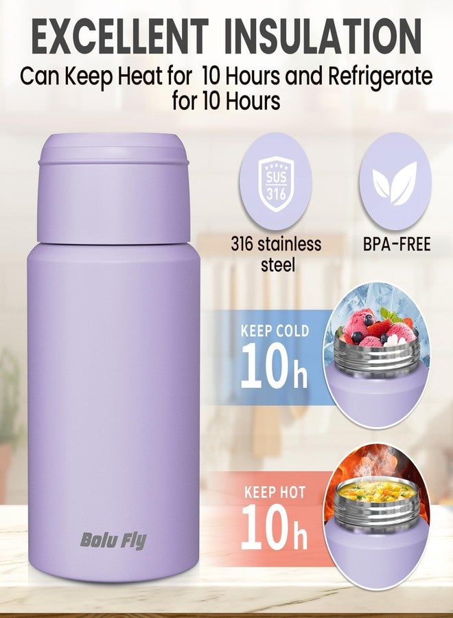 Bolu Fly 2 Pack Soup Thermo for Hot & Cold Food for Adults, Insulated Food Jar, Stainless Steel Vacuum Thermal Lunch Box Containers with Carry Bag and Spoon (18.5oz, 27oz) (Purple) - Image 2