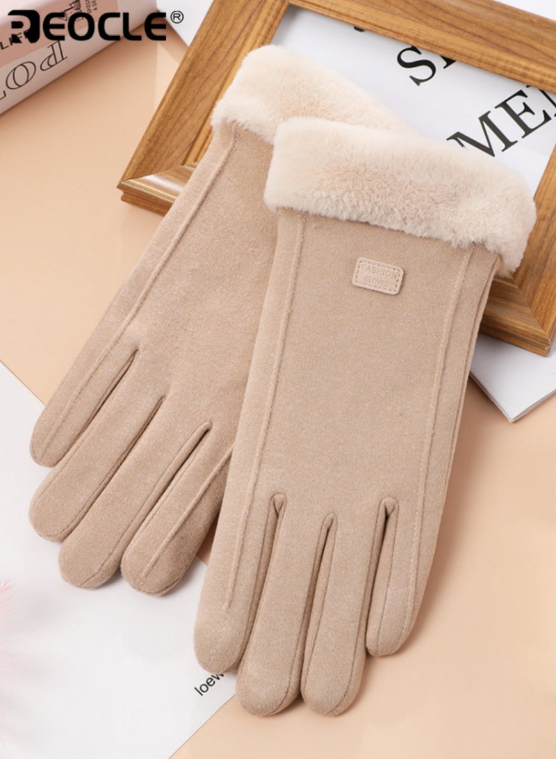 ريوكل قفازات شتوية نسائية مع بطانة فليس وتصميم شاشة لمس  قفازات للطقس البارد مع عزل حراري للاستخدام في القيادة في الهواء الطلق - Image 3