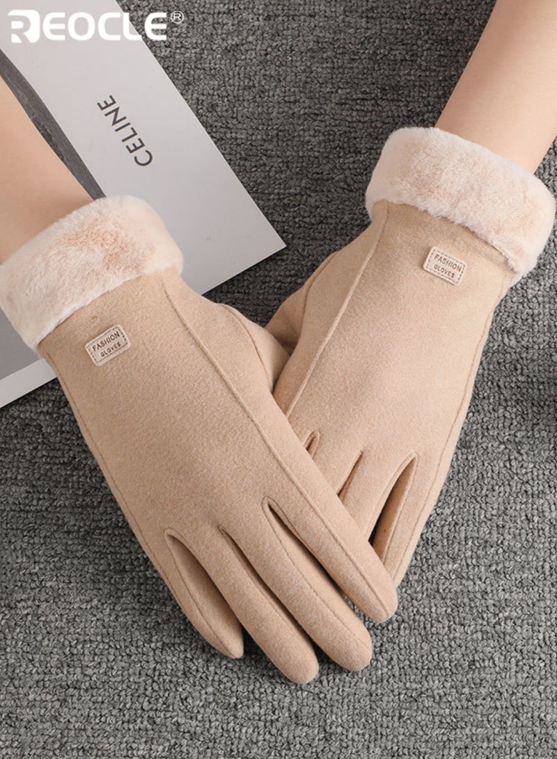 ريوكل قفازات شتوية نسائية مع بطانة فليس وتصميم شاشة لمس  قفازات للطقس البارد مع عزل حراري للاستخدام في القيادة في الهواء الطلق - Image 5