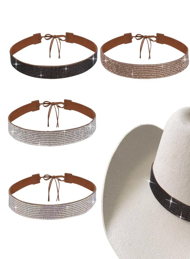 phnydreg 4 Pcs Hat Bands Cowboy Rhinestones Hats Bands Bling Hat Accessories for Women Men Cowboy Panama Hats - Image 1