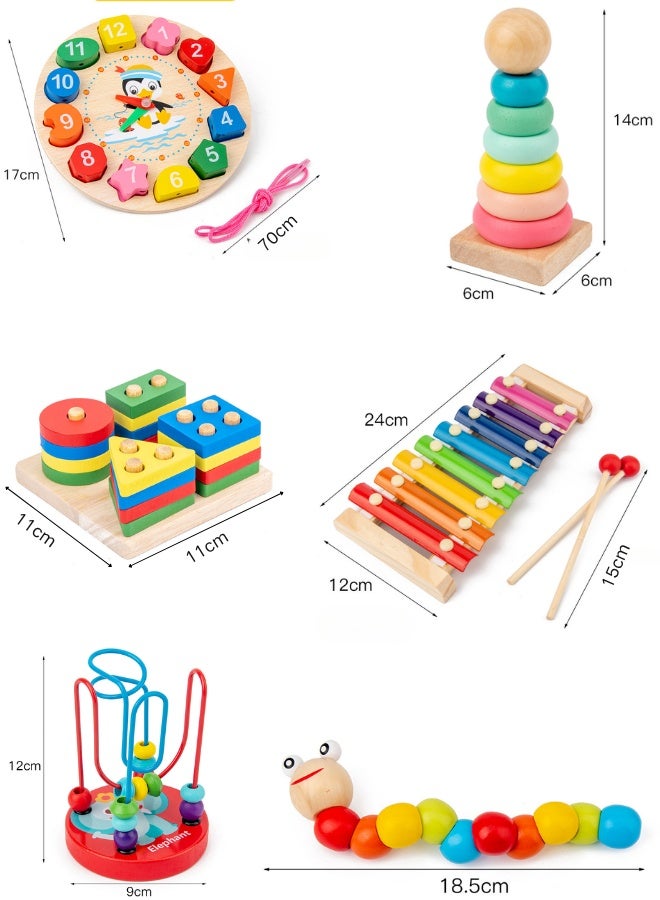 DOUGEI Wooden Toys Set 6 Piece Set Educational Developmental Toys for Babies and Toddlers (36 Months and Older) - Image 2