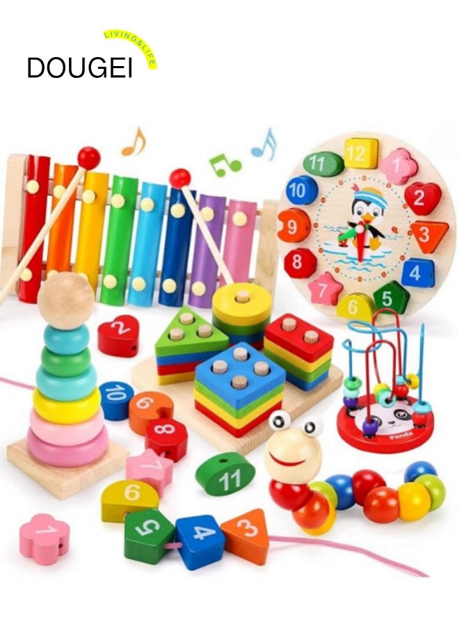 DOUGEI Wooden Toys Set 6 Piece Set Educational Developmental Toys for Babies and Toddlers (36 Months and Older) - Image 1