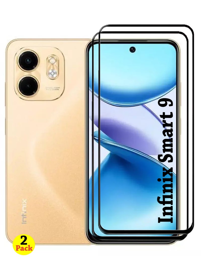 2 Pack Screen Protector for Infinix Smart 9 | Tempered Glass Available in Combo Pack Compatible with Infinix Smart 9| Screen Protector Full HD Quality Tempered Glass Anti-Scratch Edge to Edge Coverage with Easy Installation Kit - Black - Image 1