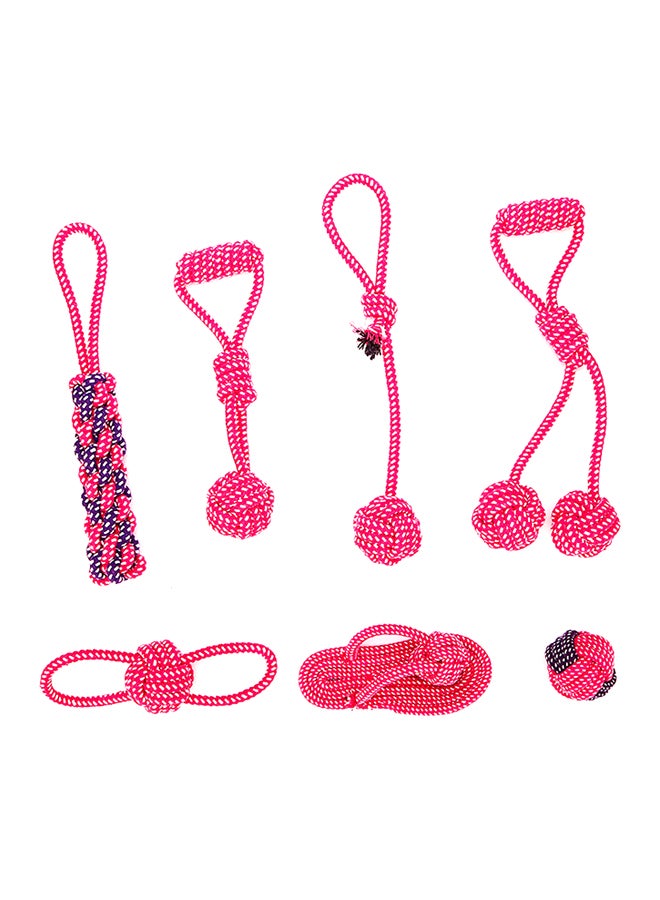 Sharpdo 7-Piece Pet Rope Toy Set Pink 37 x 5cm - Image 1