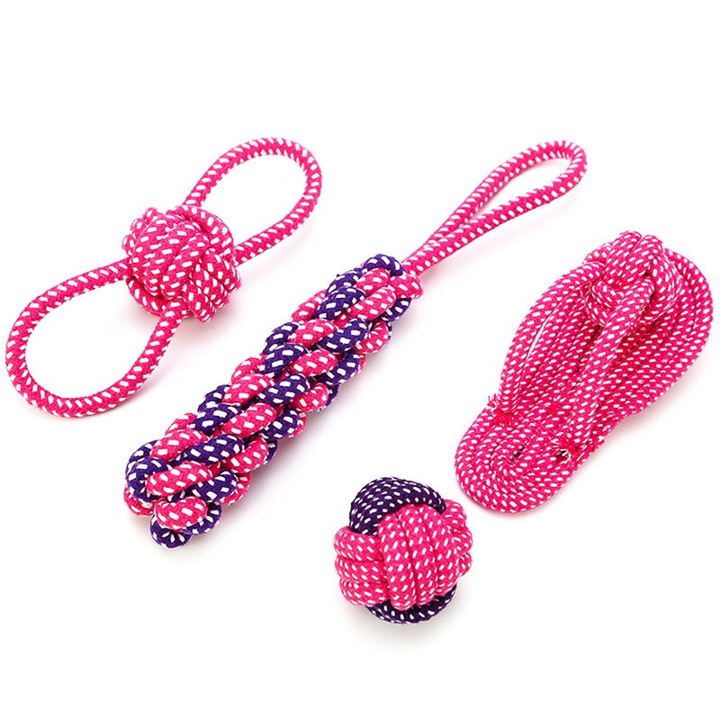 Sharpdo 7-Piece Pet Rope Toy Set Pink 37 x 5cm - Image 3