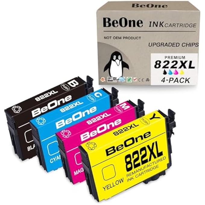 822XL INK CARTRIDGES REMANUFACTURED REPLACEMENT FOR EPSON 822 XL T822 T822XL TO USE WITH WORKFORCE PRO WF-3820 WF-4820 WF-4830 WF-4833 WF-4834 (4-PACK; 1BK, 1C, 1M, 1Y) - Image 2