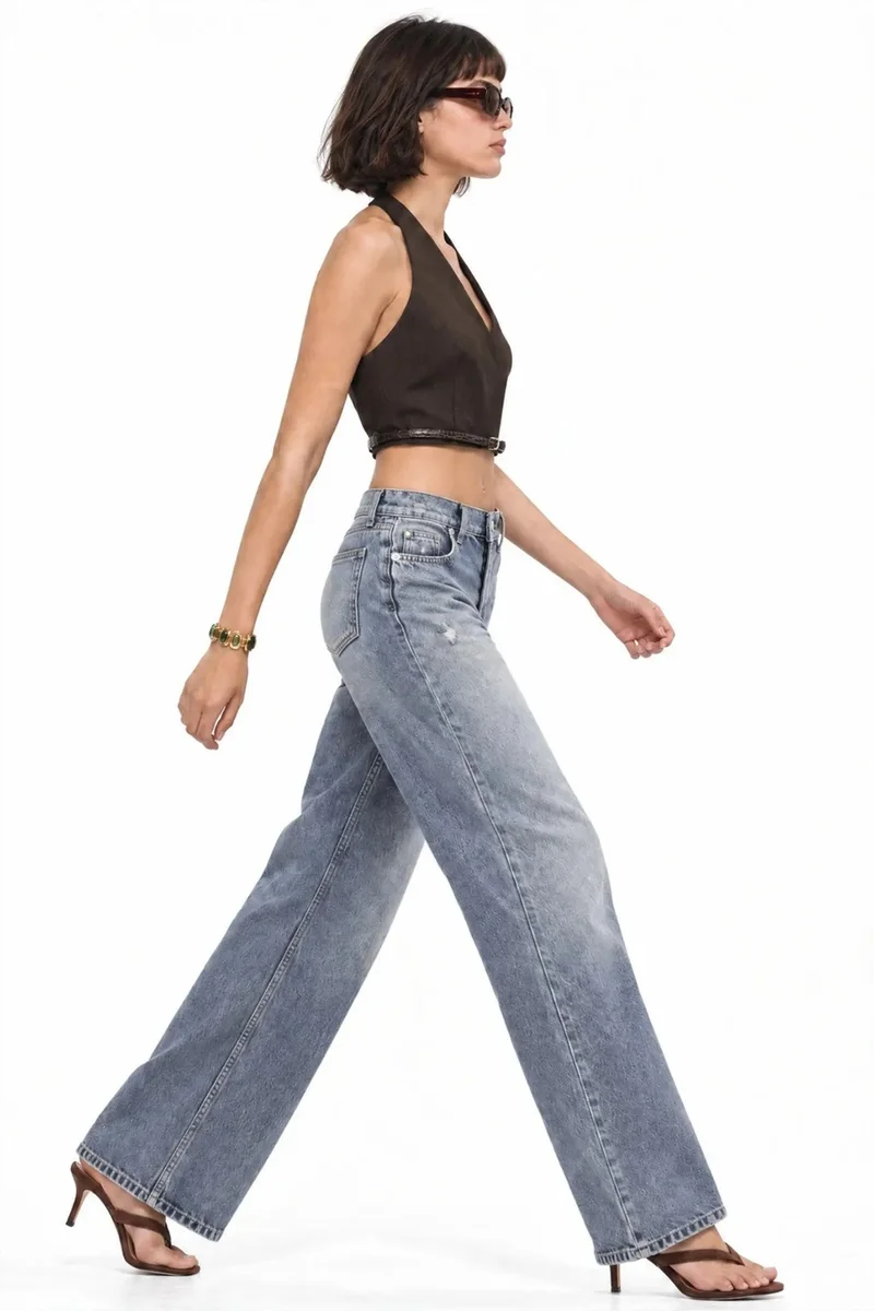 Squalo Mid Blue Denim SQUALO Women's Cotton Pants for Women | Best Price UAE
