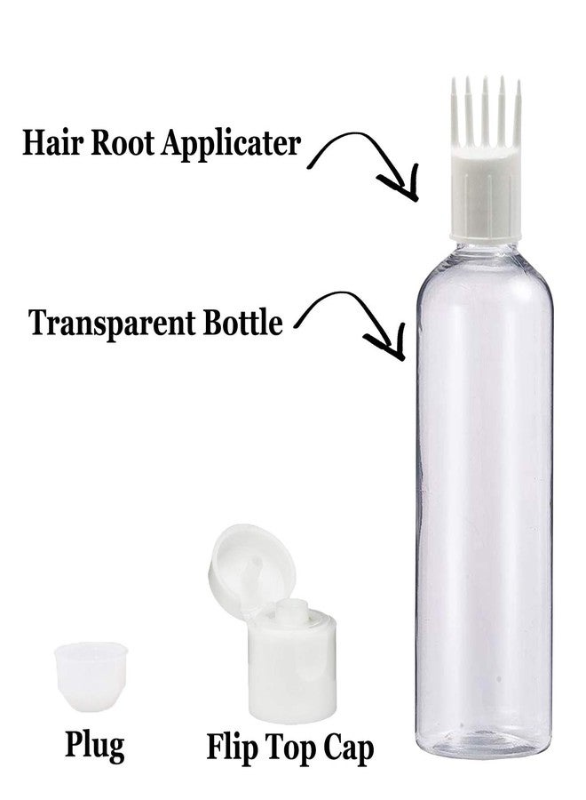 PHARCOS Hair Root Applicator (White) with Transparent Bottle, Flip-top Cap, Plug for applying Hair Oil, Shampoos, DIY care and Medicine Directly on Scalp and Hair Roots 200 ml (Pack of 2) - Image 3