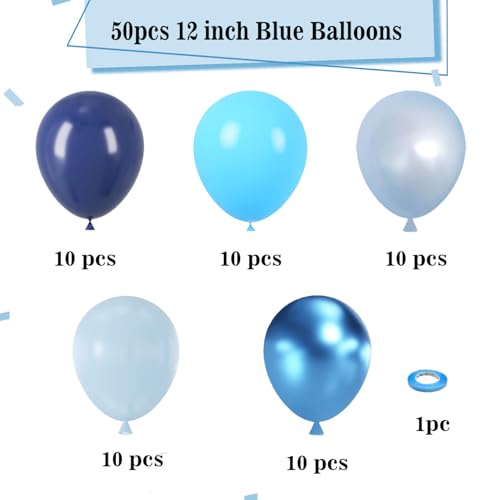 YMSZ Blue Balloons 50pcs 12 inch Blue Latex Party Balloons for Birthday Wedding Baby Shower Party Decorations - Image 5