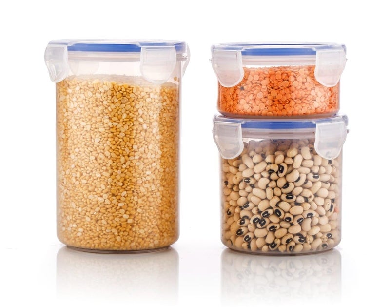 Clazkit Round Container Plastic Airtight Food Storage Containers With Leak Proof Locking Lid Storage Container Set Of 3 (500Ml - 1000Ml - 1500Ml), Clear - Image 2