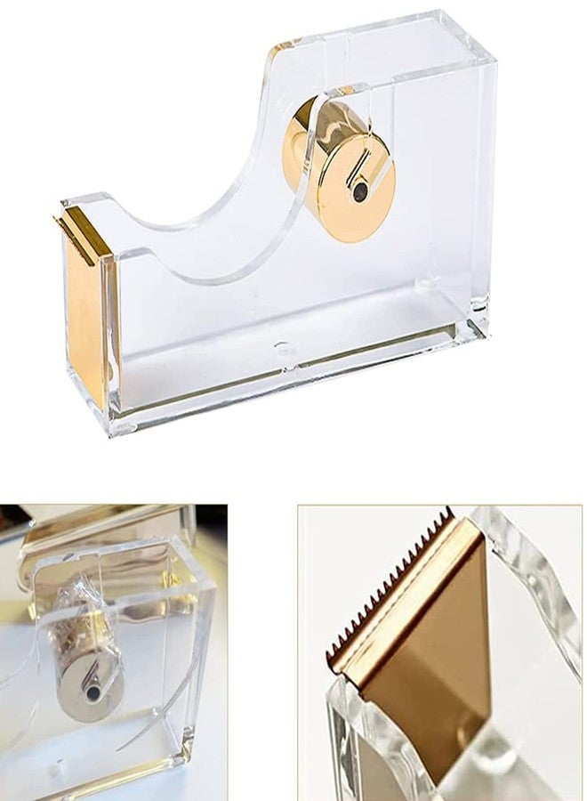 Hibucuo Acrylic Tape Dispenser, Transparent Office Tape Dispenser, Clear Acrylic Desk Dispenser Kit,Beautiful Modern Accessory for The Stylish Desk at Home, Office, School, Holds Standard, Large Tape Rolls - Image 2