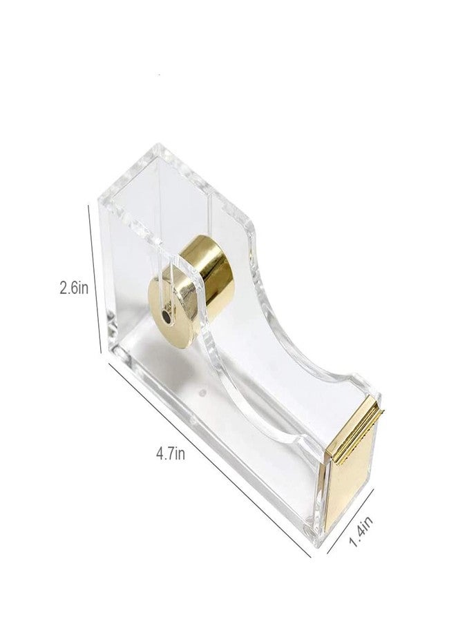 Hibucuo Acrylic Tape Dispenser, Transparent Office Tape Dispenser, Clear Acrylic Desk Dispenser Kit,Beautiful Modern Accessory for The Stylish Desk at Home, Office, School, Holds Standard, Large Tape Rolls - Image 3