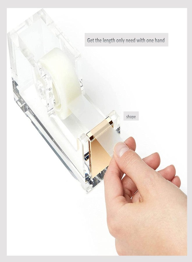 Hibucuo Acrylic Tape Dispenser, Transparent Office Tape Dispenser, Clear Acrylic Desk Dispenser Kit,Beautiful Modern Accessory for The Stylish Desk at Home, Office, School, Holds Standard, Large Tape Rolls - Image 4