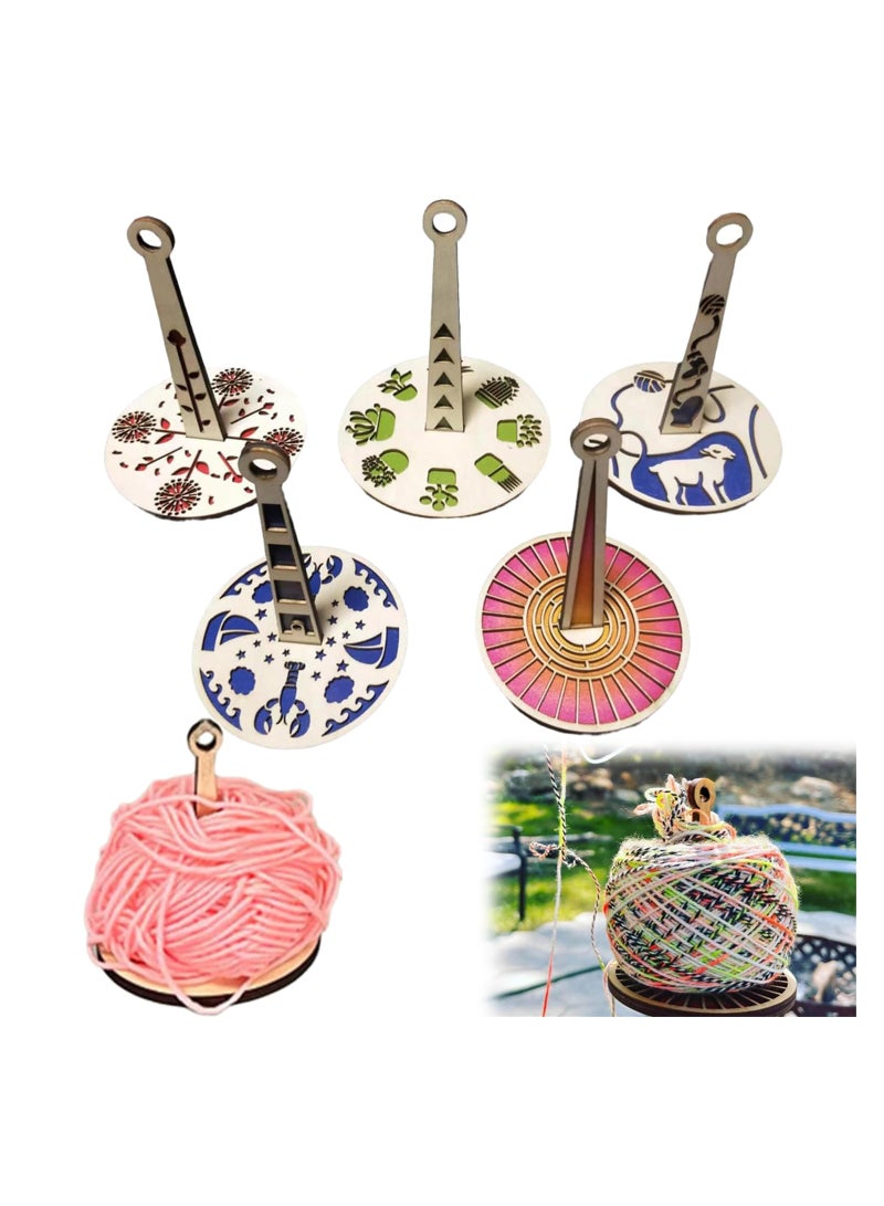 SYOSI Yarn Holder for Knitting Crochet Wooden Frame Prevent Yarn Tangling Winding and Dispensing Accessories Portable Wrist Twirling Mechanism Spinning Needles Presents for Craft Lovers  - Image 1