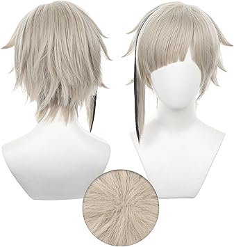 OSIAS Nakajima Atsushi Perruque Cheveux Synthtiques Courts Argents Gris Rsistants la Chaleur - Image 1