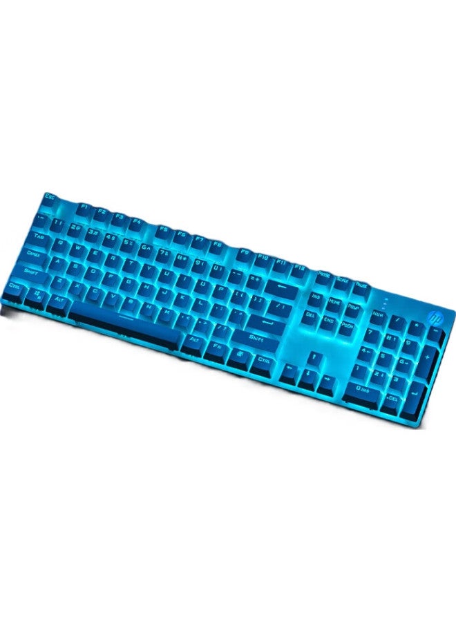 Hp Gk400F Mechanical Keyboard, Wired For Office, Gaming And E-Sports, Compatible With Desktop And Laptop Computers, Silver White Tea Switch, 104 Keys - Image 2