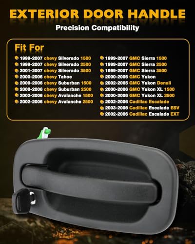 Gledewen Metal Door HandlesPair w Lock Cylinder Keys Compatible with 19992007 Chevy Silverado Suburban Tahoe Avalanche GMC Sierra Yukon Cadillac Escalade Outside Front Left Right 1503498515182406 - Image 3