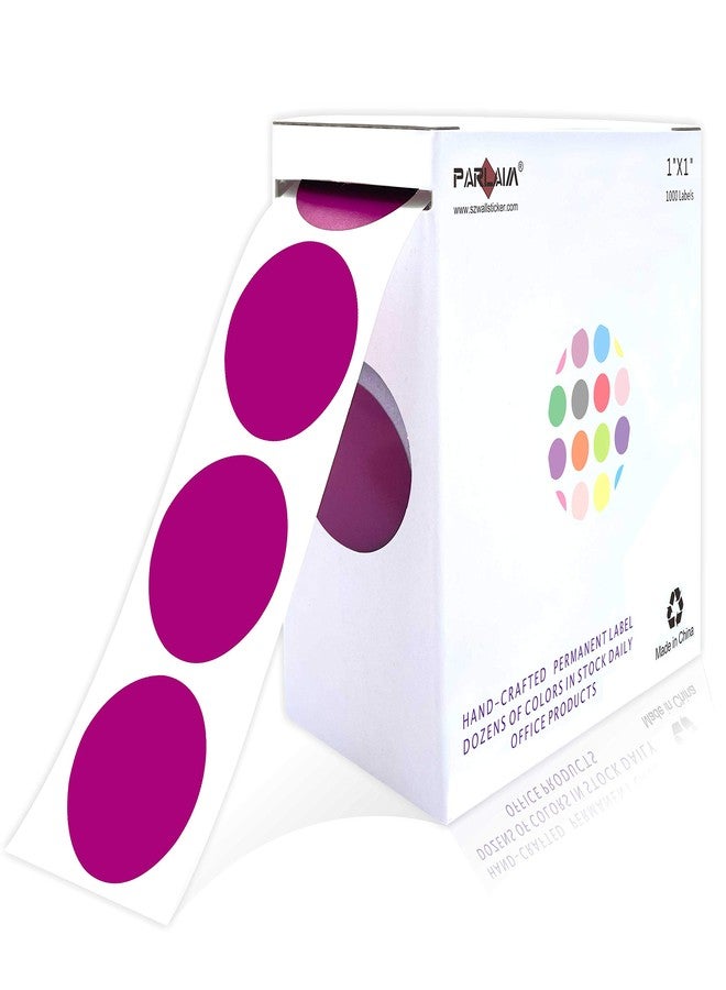 PARLAIM 1" Purple Round Color Coding Circle Dot Labels on a Roll, 1000 Stickers, 1 inch Diameter - Image 1