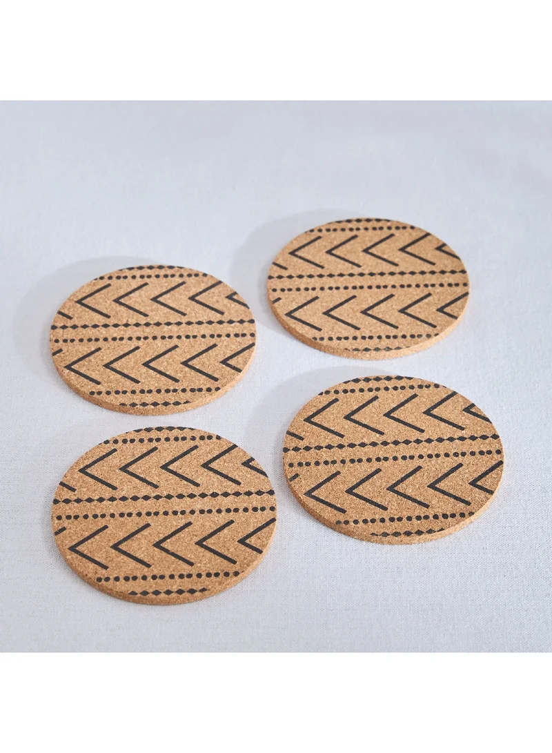 Home Box Trib 4-Piece Printed Cork Coaster Set 10 x 10 cm