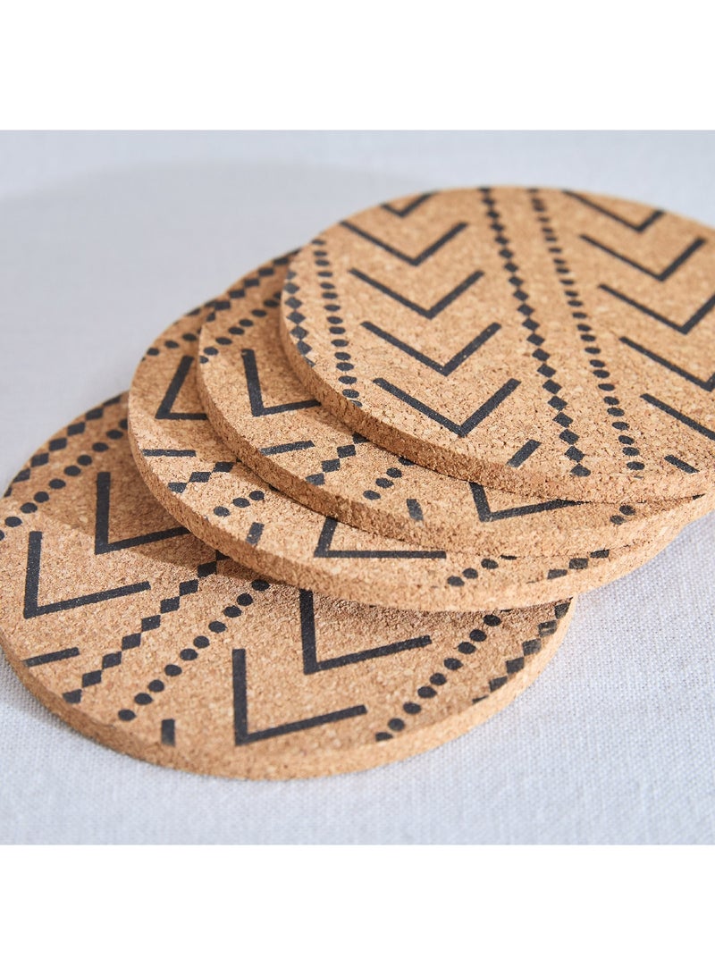 Home Box Trib 4-Piece Printed Cork Coaster Set 10 x 10 cm  - Image 3
