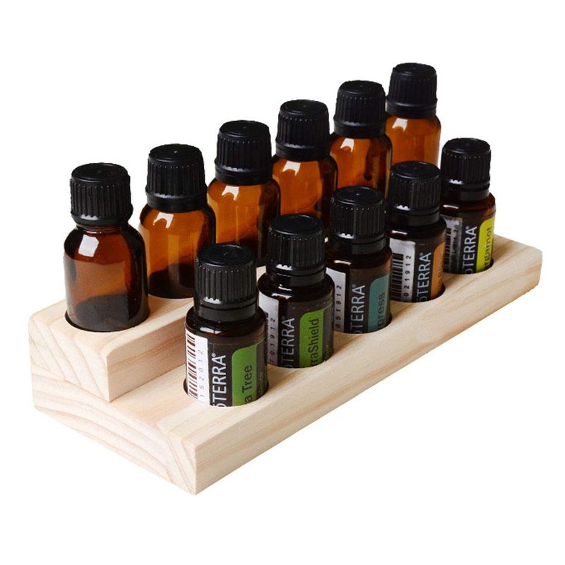 Meao 2 Pcs 2-Tier Wooden Essential Oil Display Storage Organizer Holder Stand - 11 Slots Natural Hard Pine Wood Rack - Holds up to 11 Aromatherapy Bottles - Ideal Gift Presentation Shelf #4 - Image 2