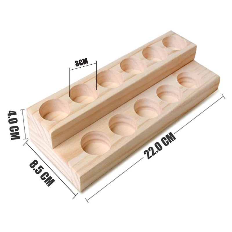 Meao 2 Pcs 2-Tier Wooden Essential Oil Display Storage Organizer Holder Stand - 11 Slots Natural Hard Pine Wood Rack - Holds up to 11 Aromatherapy Bottles - Ideal Gift Presentation Shelf #4 - Image 3