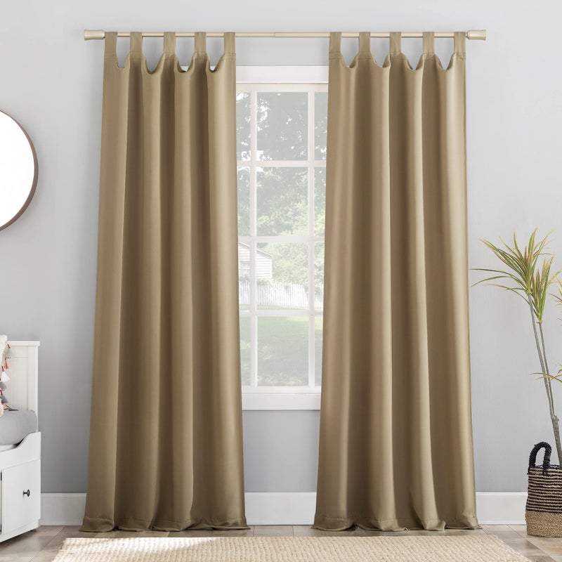 صن زيرو Sun Zero Easton Energy Saving Tab Tab Top Curtain Panel 40 "× 95" "Taupe - Image 1