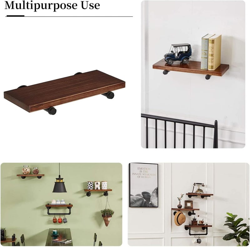 YCCO Industrial Black Iron Pipe Shelf Brackets Wall Mount DIY Shelving Brackets Pipe Decor Wall Rustic Garment Rack Hardware Included, 8 Inch Set of 6 - Image 3