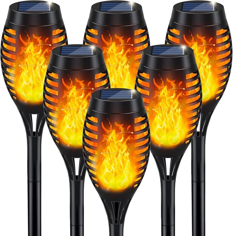 SCIENISH 6Pack solar light outdoor waterproof solar torch light with flashing flame LED decoration courtyard outdoor garden decoration (6 fire lights) - Image 1