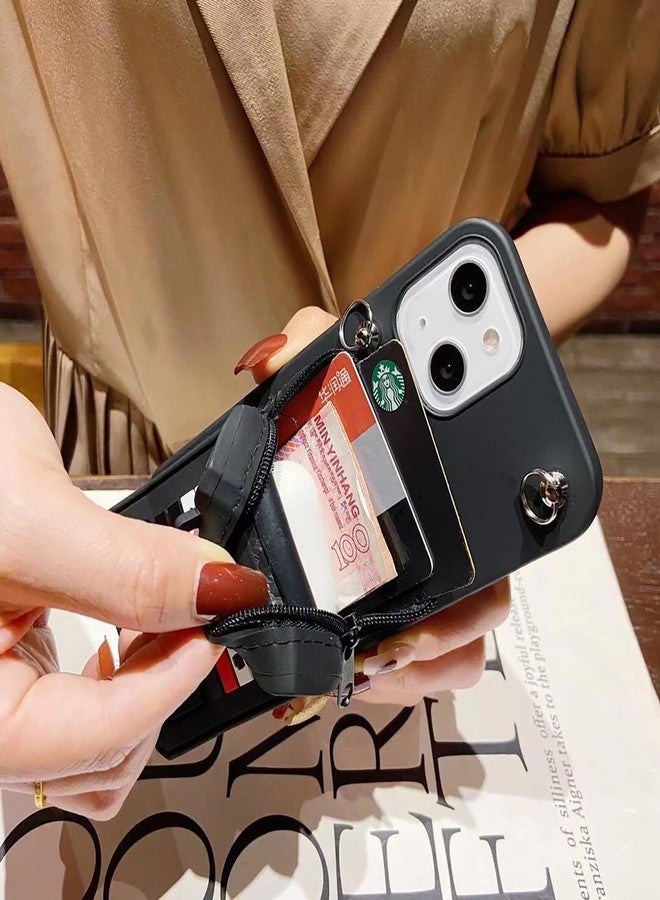 SGVAHY Wallet Case for iPhone 11 Pro with Strap Lanyard Cute Retro Classic Cellphone Black Coin Purse Funny Phone Case Kawaii Soft Silicone Shockproof Cover for Women Girls - Image 3
