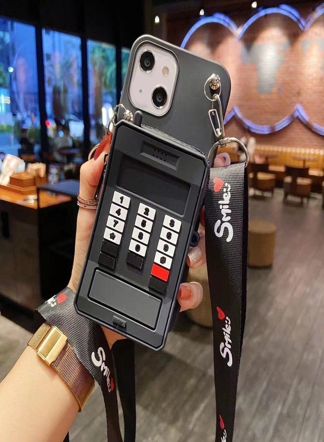 SGVAHY Wallet Case for iPhone 11 Pro with Strap Lanyard Cute Retro Classic Cellphone Black Coin Purse Funny Phone Case Kawaii Soft Silicone Shockproof Cover for Women Girls - Image 2
