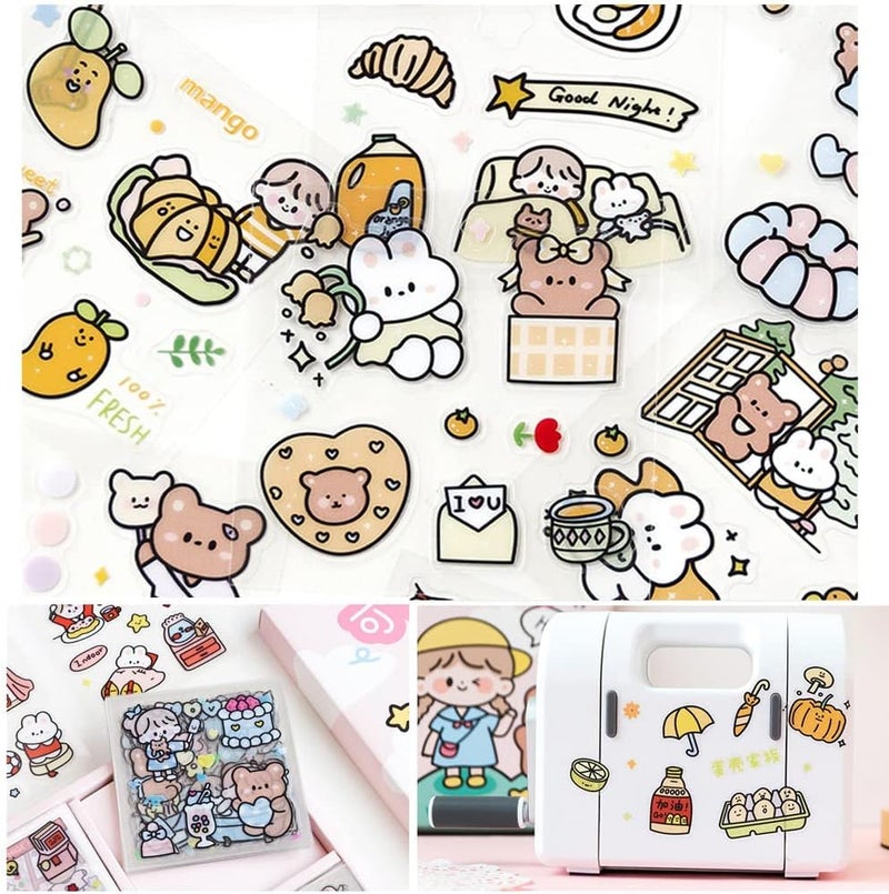 BPA Stickers Set,Transparent Cartoon Character Animal Flower Decorative Scrapbook Sticker Decal for DIY Arts Crafts, Album, Planners and Notebook - Image 5