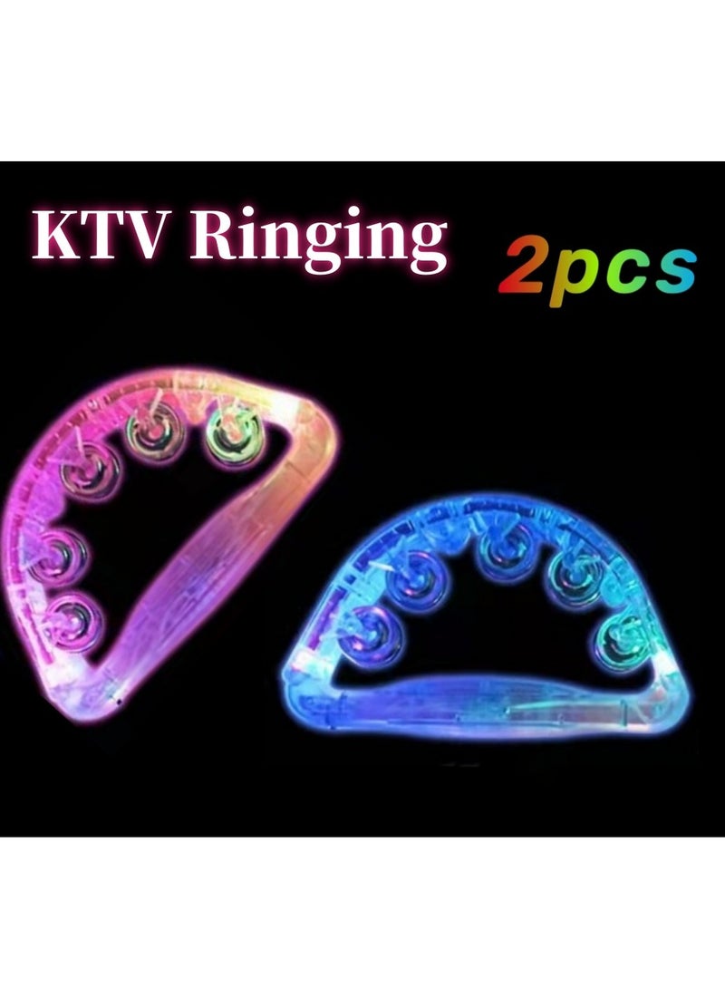 2 Pieces Glow in the Dark Karaoke Hand Bell Luminous Party Handbell Party Luminous Party for Men Women Kids Musical Toys Glowing Toy Ring - Image 2