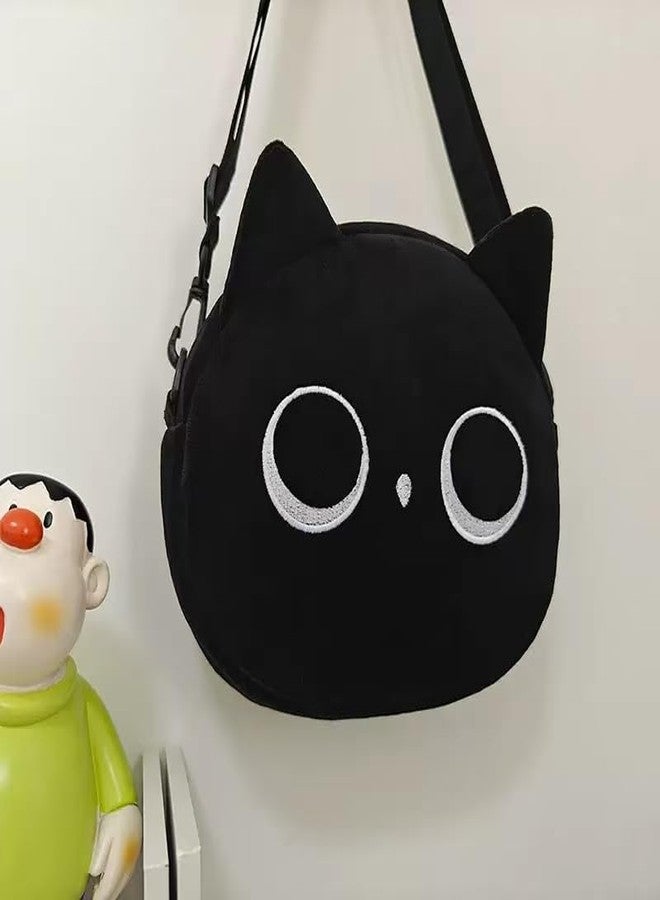 Ueeksry Cute Nylon Black Cat Shoulder Bag, Crossbody Bag, Novelty Purse, Kawaii Animal Purse with Zipper - Image 3