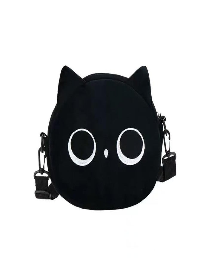 Ueeksry Cute Nylon Black Cat Shoulder Bag, Crossbody Bag, Novelty Purse, Kawaii Animal Purse with Zipper - Image 1
