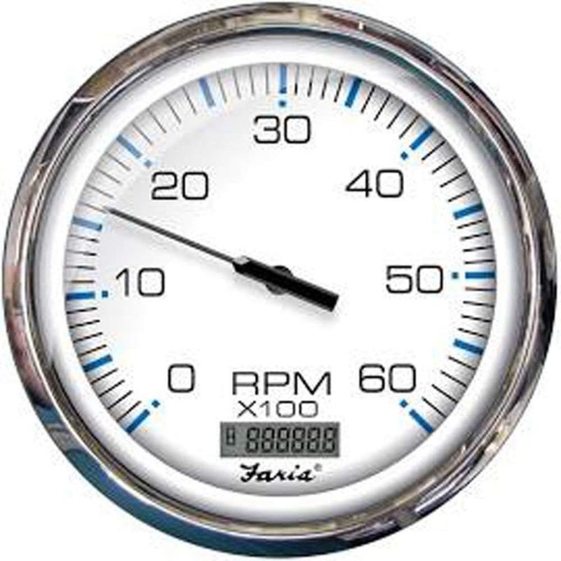 Faria Beede Chesapeake Stainless Steel Tachometer with Hourmeter (6000 RPM) - Size 5