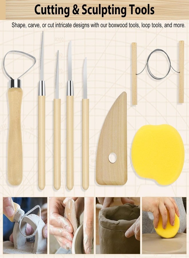 EEEKit 52PCS Pottery Tool Kit, Polymer Clay Sculpting Tool Kit, Complete Clay Tools Set for Pottery Craft, Dotting, Carving, Drawing, Molding, Modeling, Shaping - Image 4