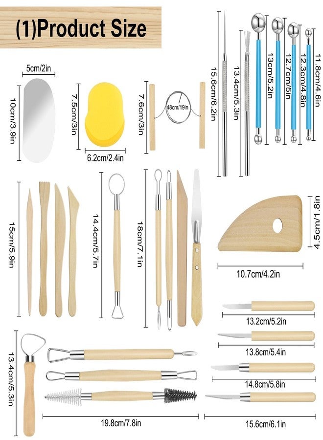 EEEKit 52PCS Pottery Tool Kit, Polymer Clay Sculpting Tool Kit, Complete Clay Tools Set for Pottery Craft, Dotting, Carving, Drawing, Molding, Modeling, Shaping - Image 2