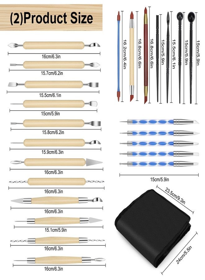 EEEKit 52PCS Pottery Tool Kit, Polymer Clay Sculpting Tool Kit, Complete Clay Tools Set for Pottery Craft, Dotting, Carving, Drawing, Molding, Modeling, Shaping - Image 3