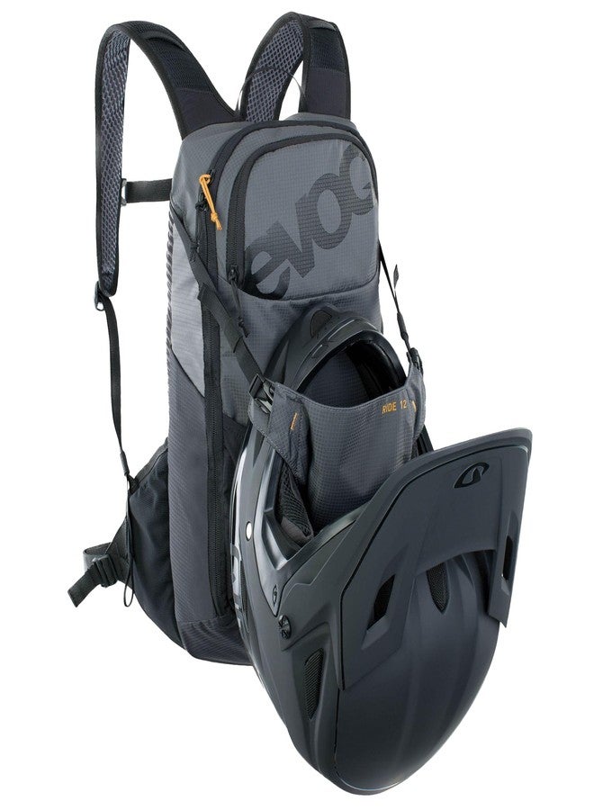 Evoc RIDE 12 bike travel rucksack for trails and other activities (clever pocket management, ventilated with AIR-PAD back padding, incl. 2L HYDRATION BLADDER), Carbon Grey/Black - Image 5