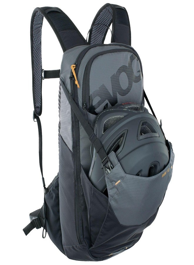 Evoc RIDE 12 bike travel rucksack for trails and other activities (clever pocket management, ventilated with AIR-PAD back padding, incl. 2L HYDRATION BLADDER), Carbon Grey/Black - Image 4