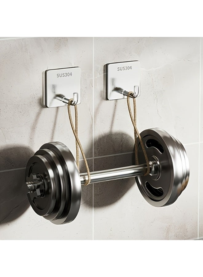 8 عبوات من خطافات الحائط اللاصقة، خطافات معطف مربعة ذاتية اللصق شديدة التحمل، خطافات ملابس مربعة من الفولاذ المقاوم للصدأ، خطاف منشفة مضاد للصدأ للحمام، المطبخ، التعليق، المنشفة، المفتاح (فضي) - Image 4