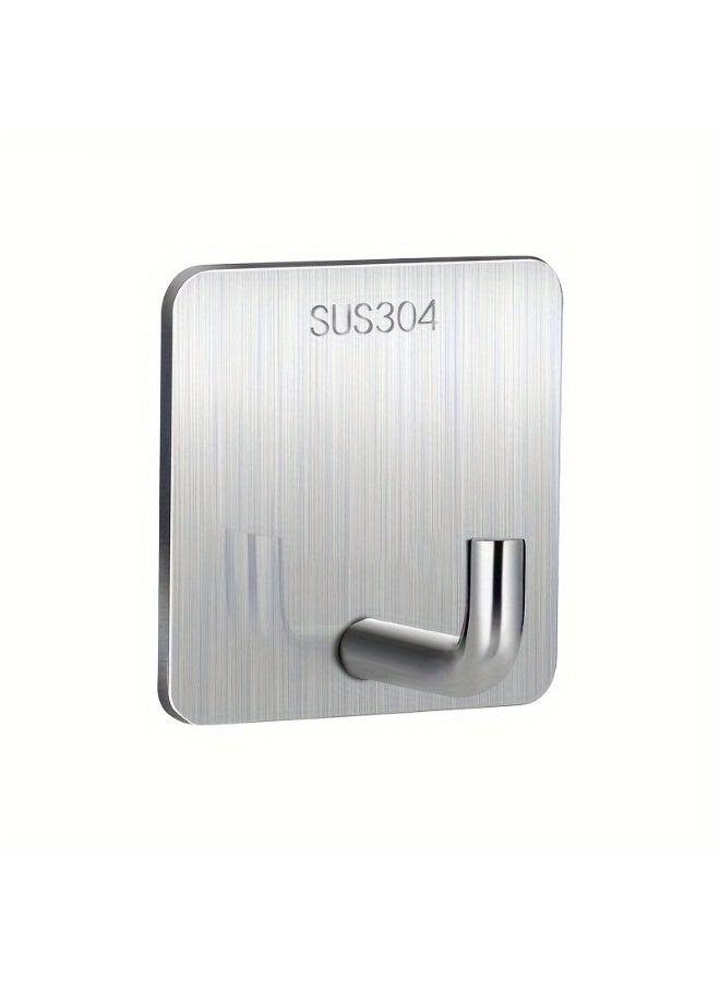 8 عبوات من خطافات الحائط اللاصقة، خطافات معطف مربعة ذاتية اللصق شديدة التحمل، خطافات ملابس مربعة من الفولاذ المقاوم للصدأ، خطاف منشفة مضاد للصدأ للحمام، المطبخ، التعليق، المنشفة، المفتاح (فضي) - Image 3