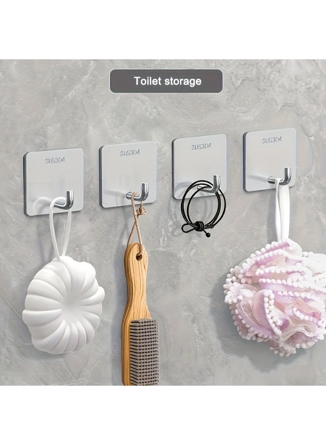 8 عبوات من خطافات الحائط اللاصقة، خطافات معطف مربعة ذاتية اللصق شديدة التحمل، خطافات ملابس مربعة من الفولاذ المقاوم للصدأ، خطاف منشفة مضاد للصدأ للحمام، المطبخ، التعليق، المنشفة، المفتاح (فضي) - Image 5