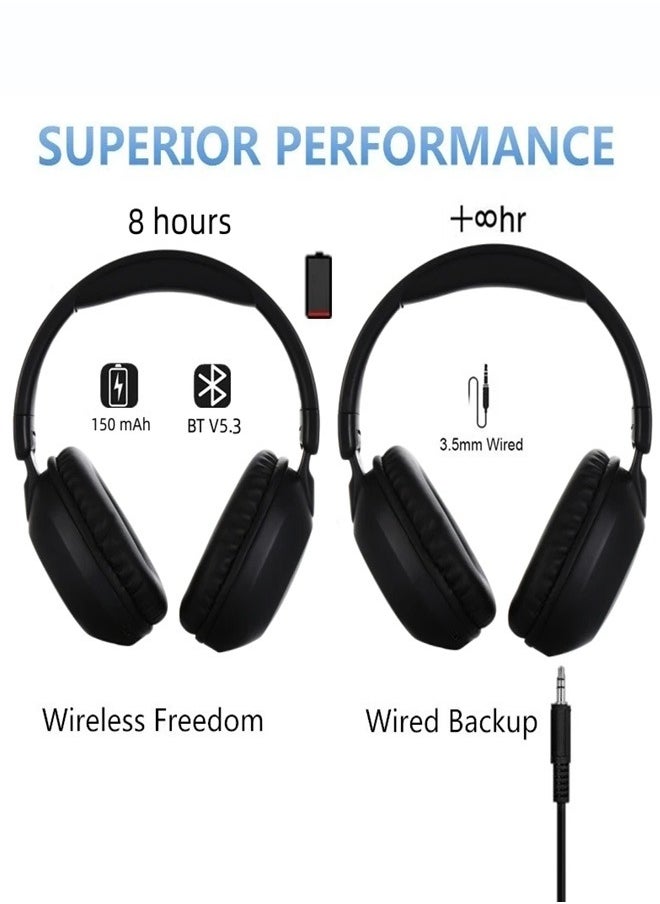 سماعة رأس لاسلكية Sodo SD 1102 ، بلوتوث V5.3 مع ميكروفون مدمج و تدعم بطاقة SD - أسود