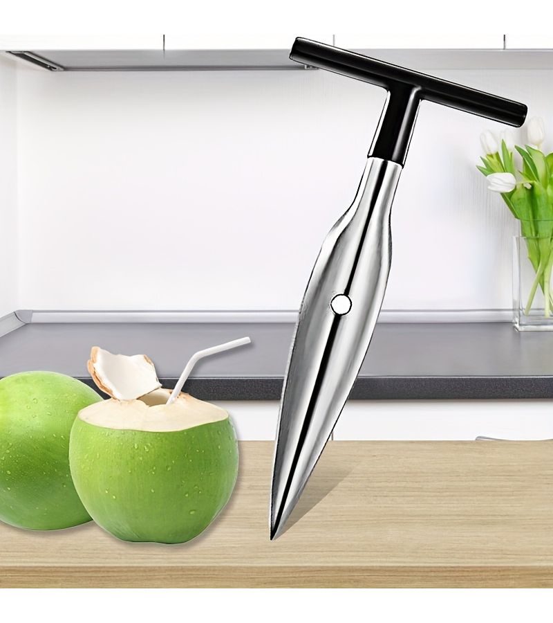 Black Outdoor Camping Manual Coconut Opener Stainless Steel Fruit Vegetable Tool Meat Extractor Shell Opener - Image 3