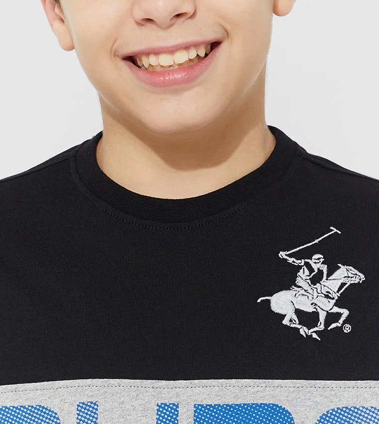 BEVERLY HILLS POLO CLUB  Logo Detailed Inter-Mix Short Sleeves T-Shirt for Men | Best Price UAE