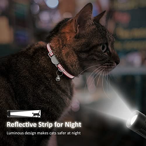 Hoeraonr 5 Pack Reflective-Breakaway Cat Collars with Bells,Adjustable Small Cat Collar,Ideal for Girl Cats Male Cats Kittens Puppies,Pet Supplies Stuff Accessories 7.9" - 13" (5 Classic Colors) - Image 5