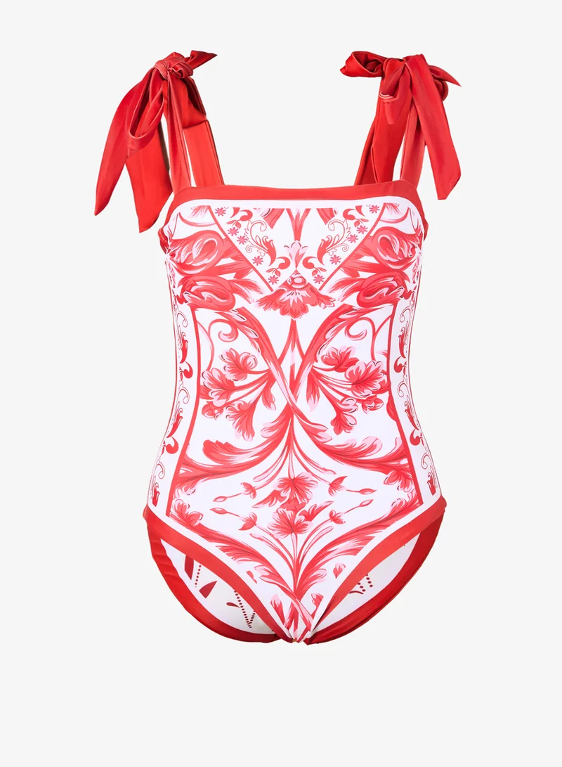 ايلا طقم سباحة وتنورة مطبوع