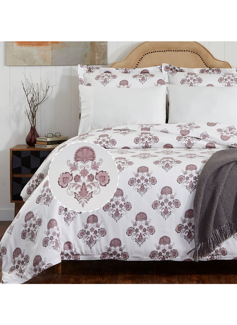 Donetella Cotton Duvet Cover Set 3-Pcs King Size Printed Comforter Covers With Hidden Zipper Closure And Corner Holders(Without Duvet Filler/Insert),Purple  - Image 3